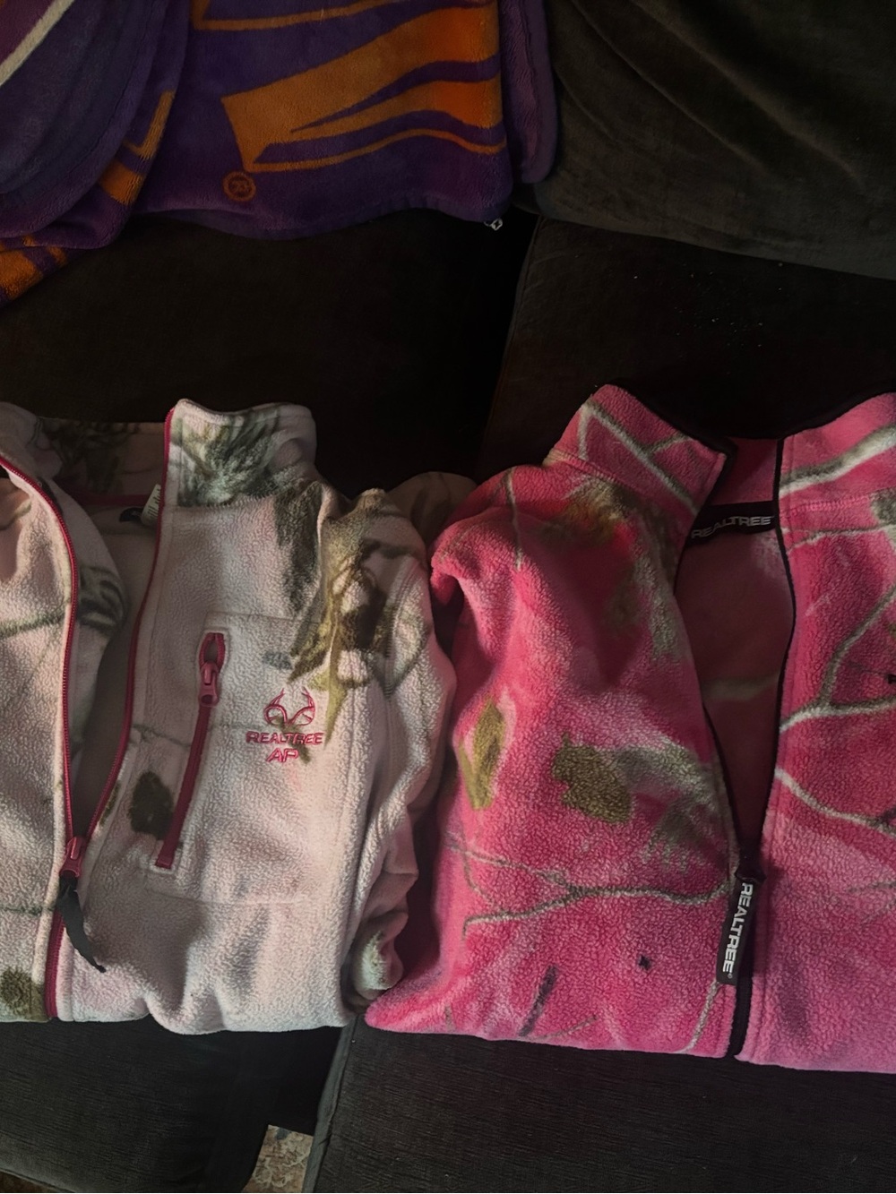 Realtree APG Fleece Jackets - Pink & White Camo Pair